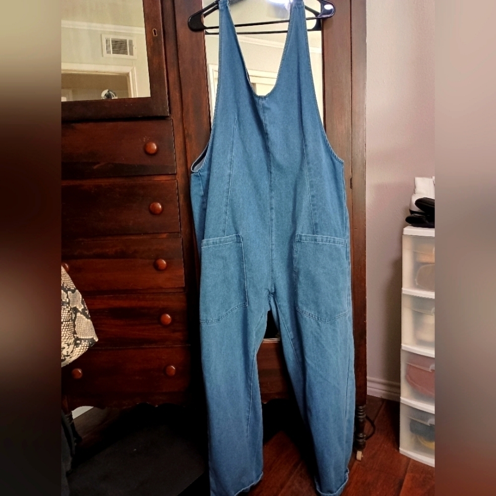 Women's Blue Denim Overalls/ Jump Suit_XL